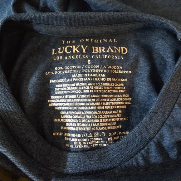 O Lucky Brand Blue Green Tropical Leaf Print Graphic Short Sleeve T-Shirt NWT 6 - Picture 4 of 7